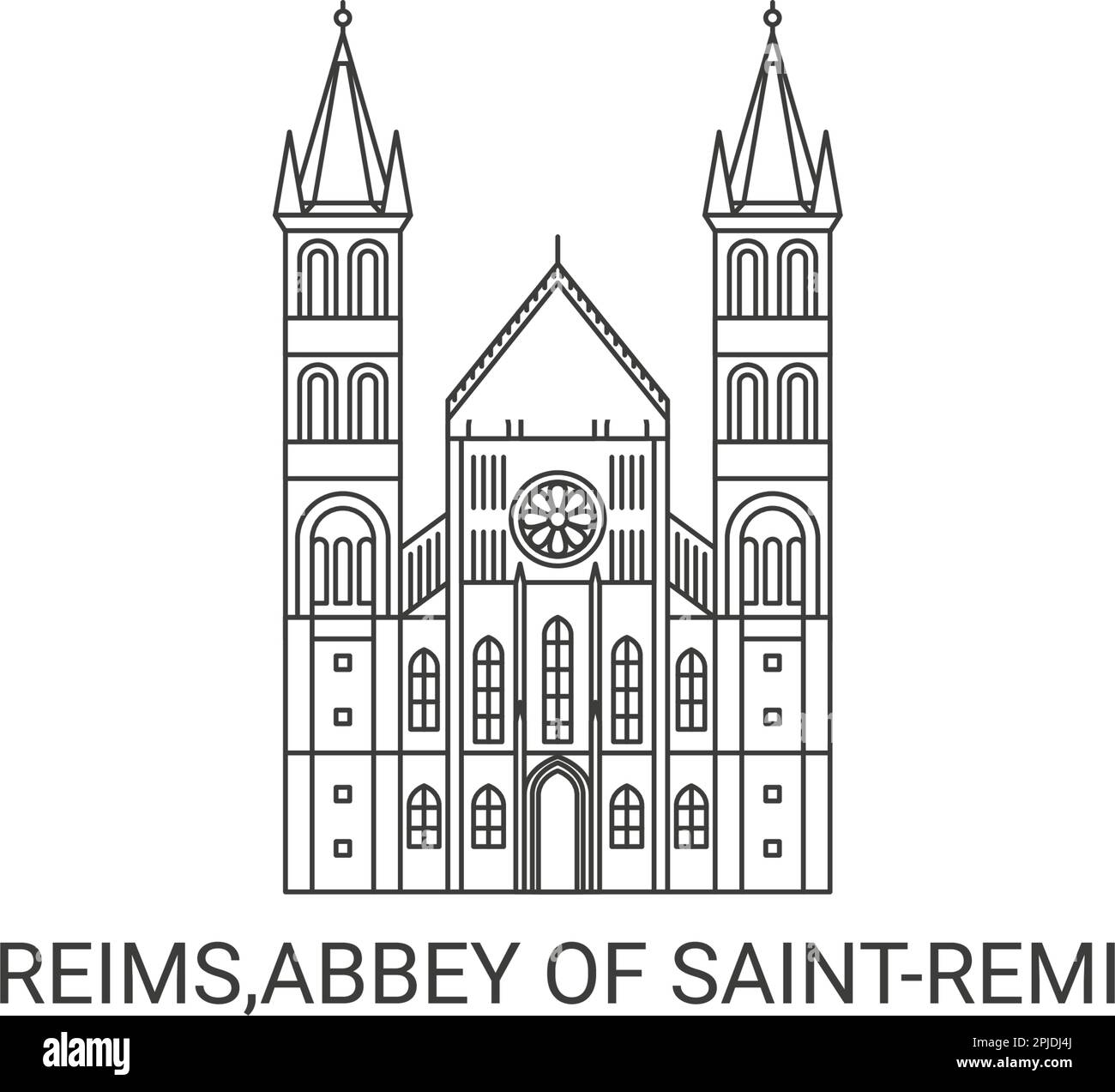 France, Reims,Abbey Of Saintremi, travel landmark vector illustration Stock Vector
