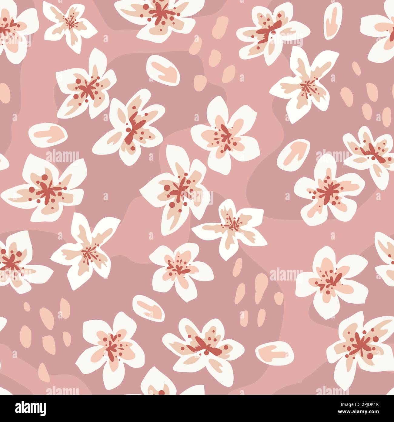Cute sakura blossom japanese pattern. Pink japan cherry falling