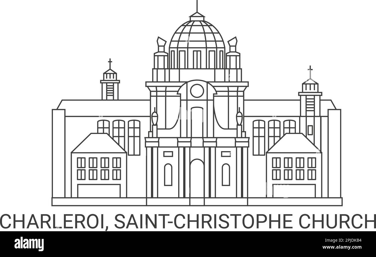 Belgium, Charleroi, Saintchristophe Church, travel landmark vector