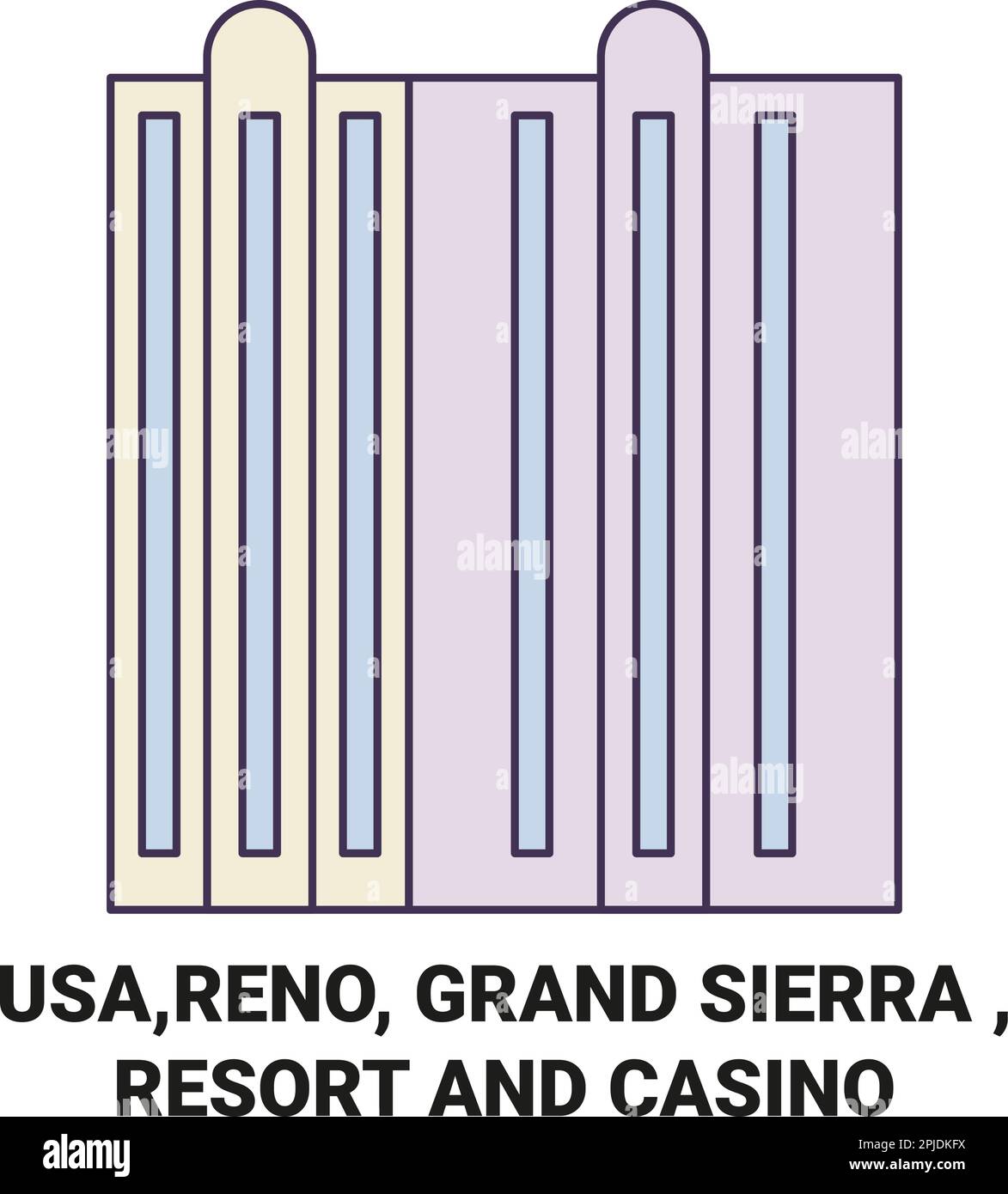 Usa, Reno, Grand Sierra , Resort And Casino travel landmark vector illustration Stock Vector