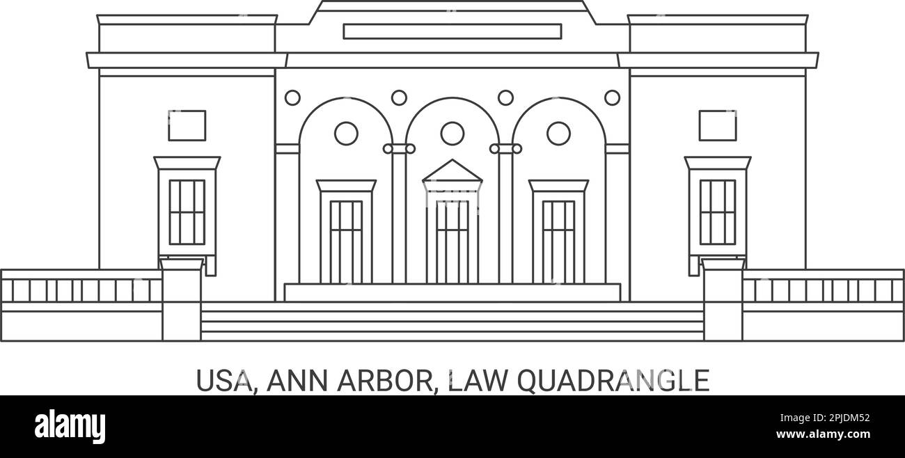 Usa, Ann Arbor, Law Quadrangle, travel landmark vector illustration Stock Vector