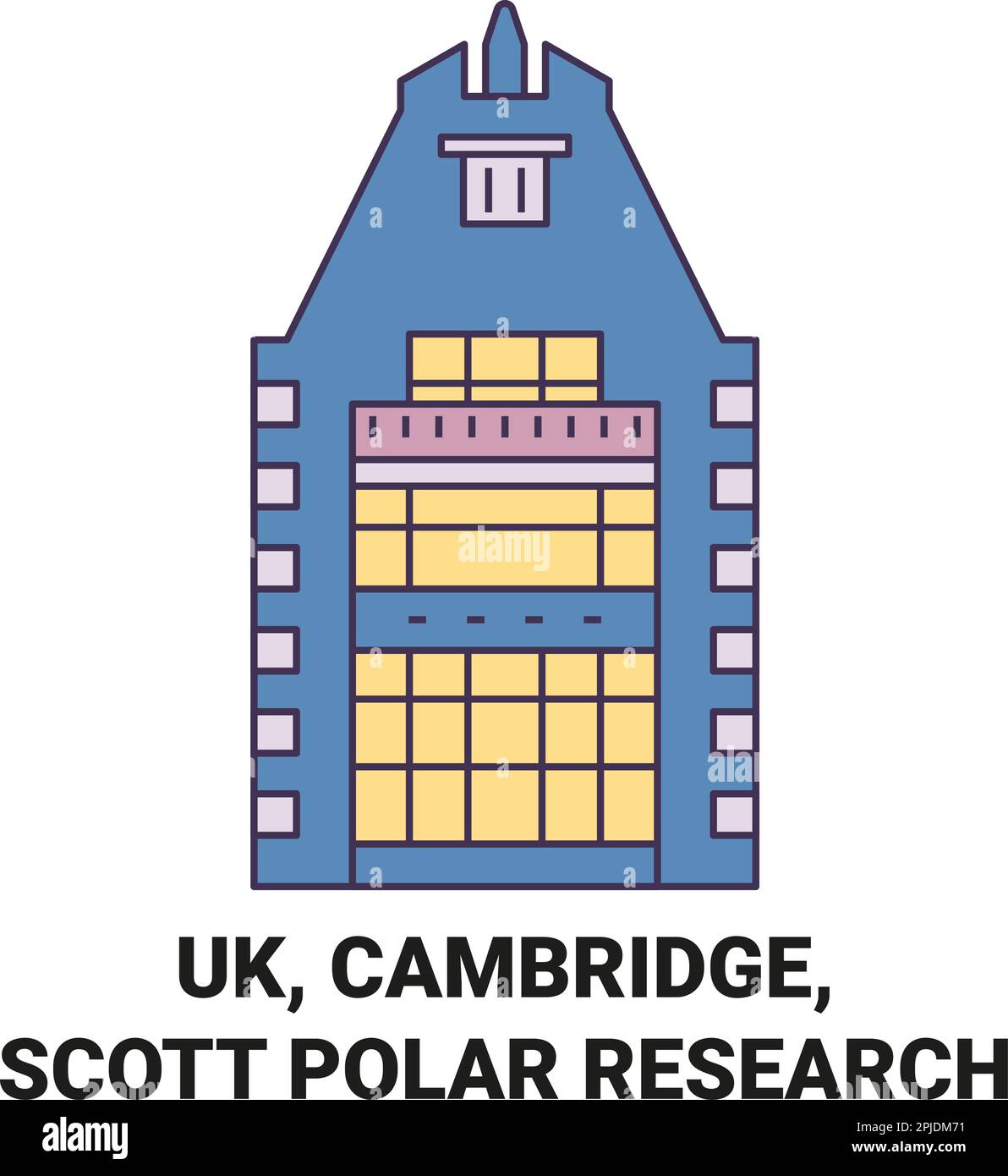 England, Cambridge, Scott Polar Research travel landmark vector illustration Stock Vector
