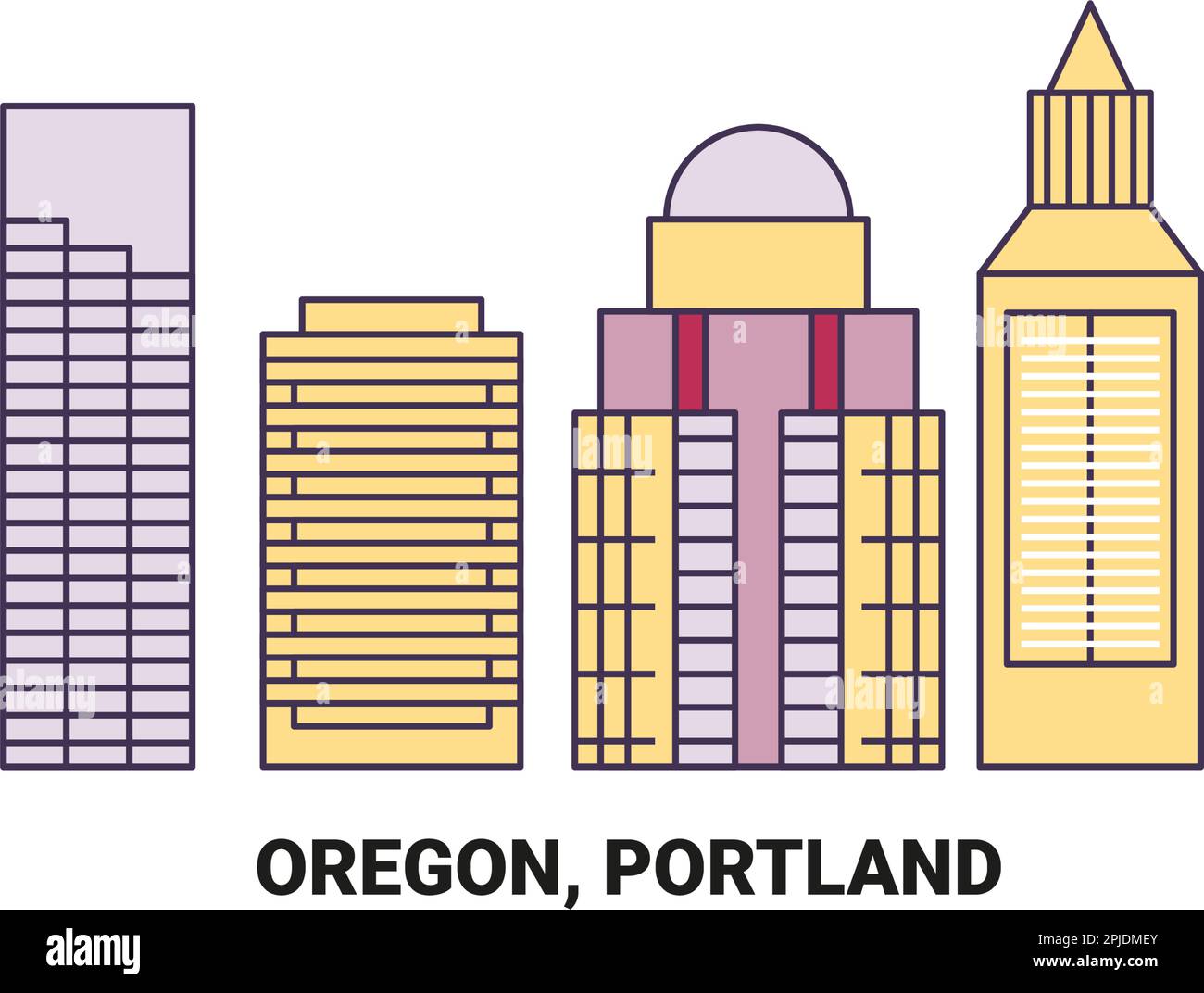 United States, Oregon, Portland travel landmark vector illustration Stock Vector