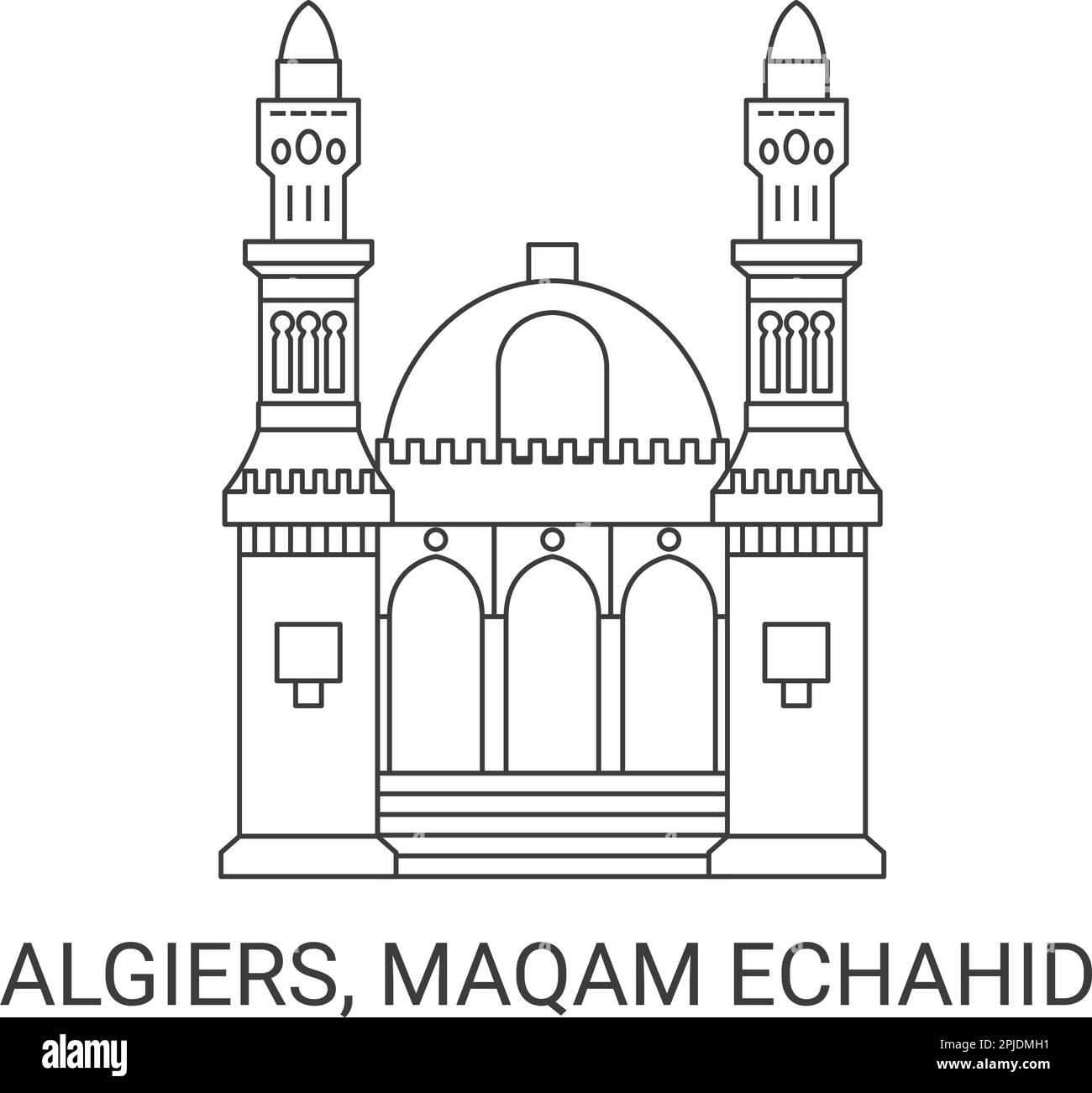 Algiers, Maqam Echahid, travel landmark vector illustration Stock Vector