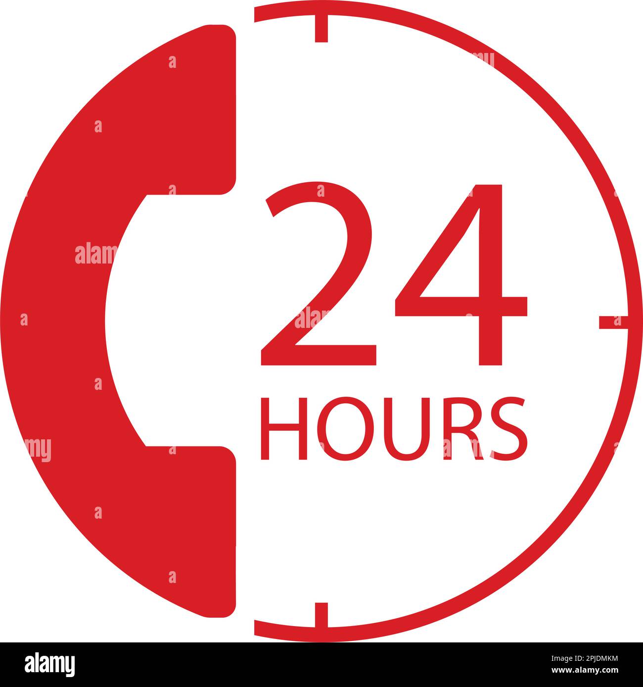 24hour telephone service logo with telephone receiver image Stock