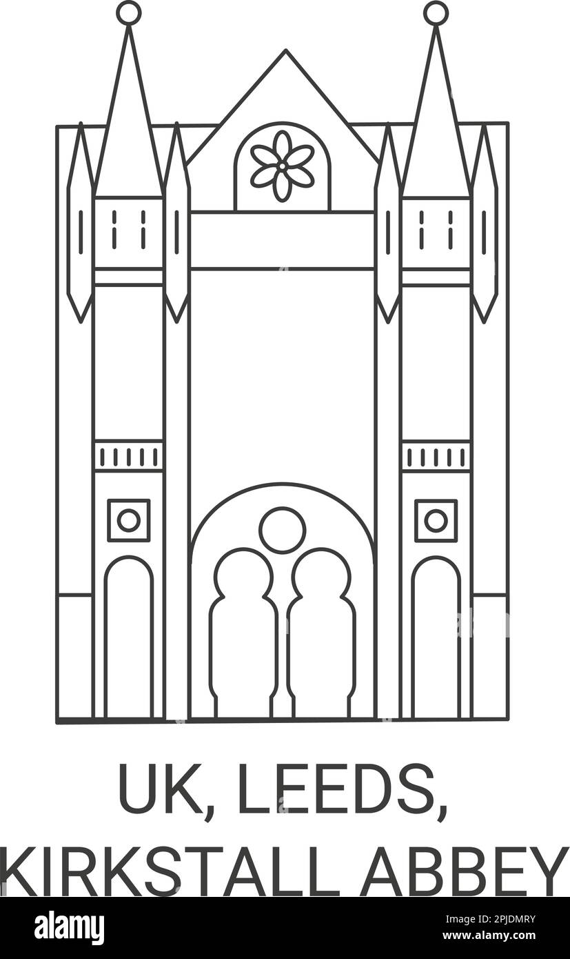 England, Leeds, Kirkstall Abbey travel landmark vector illustration Stock Vector