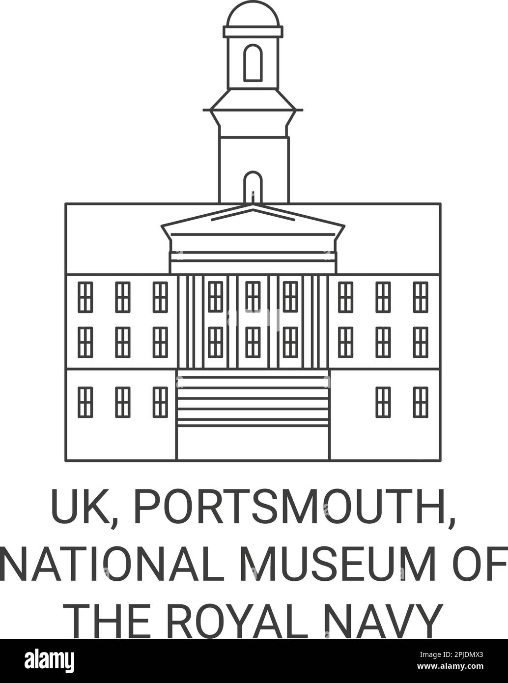 England, Portsmouth, National Museum Of The Royal Navy travel landmark vector illustration Stock Vector