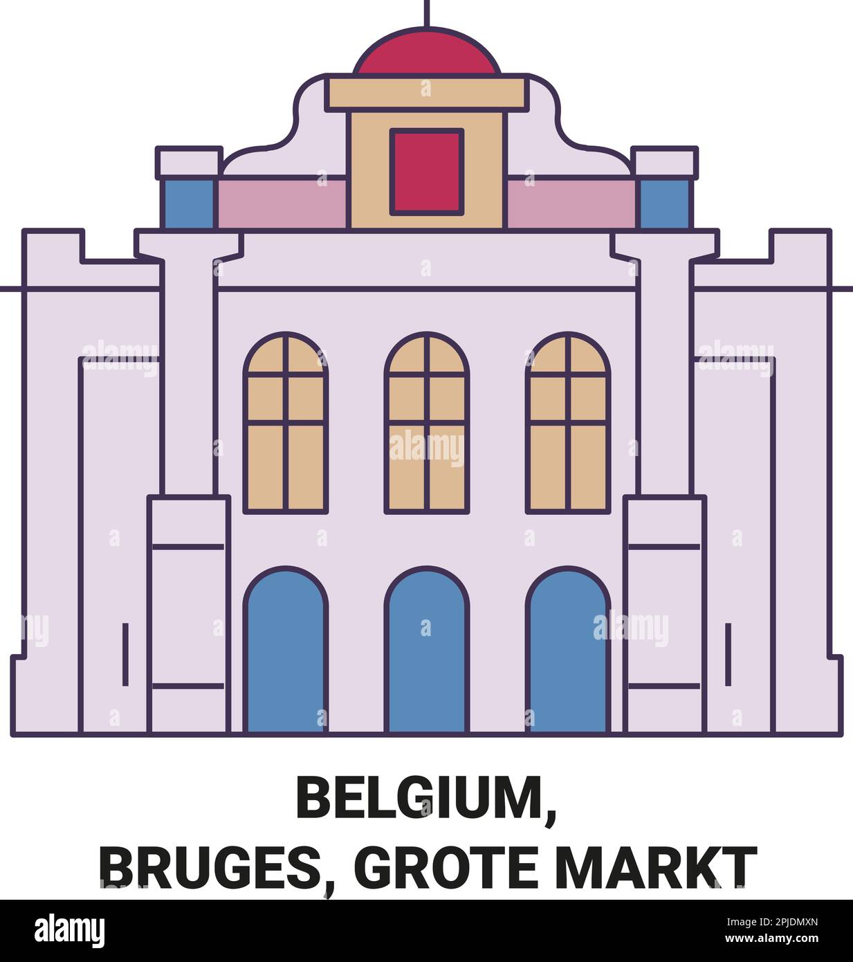 belgium-bruges-grote-markt-travel-landmark-vector-illustration-stock