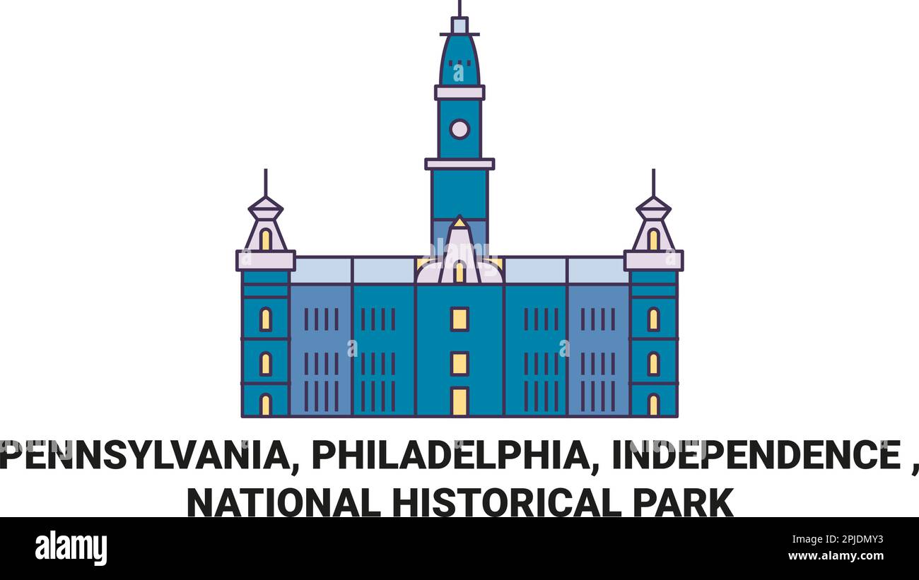 United States, Pennsylvania, Philadelphia, Independence , National Historical Park travel landmark vector illustration Stock Vector