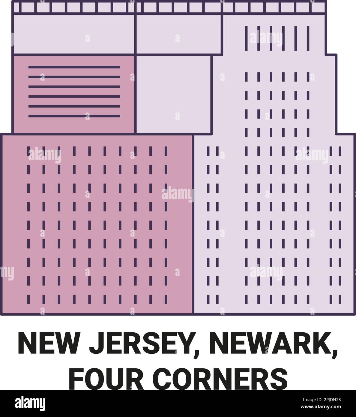 United States New Jersey Newark - United States New Jersey Newark Four Corners Travel Landmark Vector Illustration 2PJDN23 