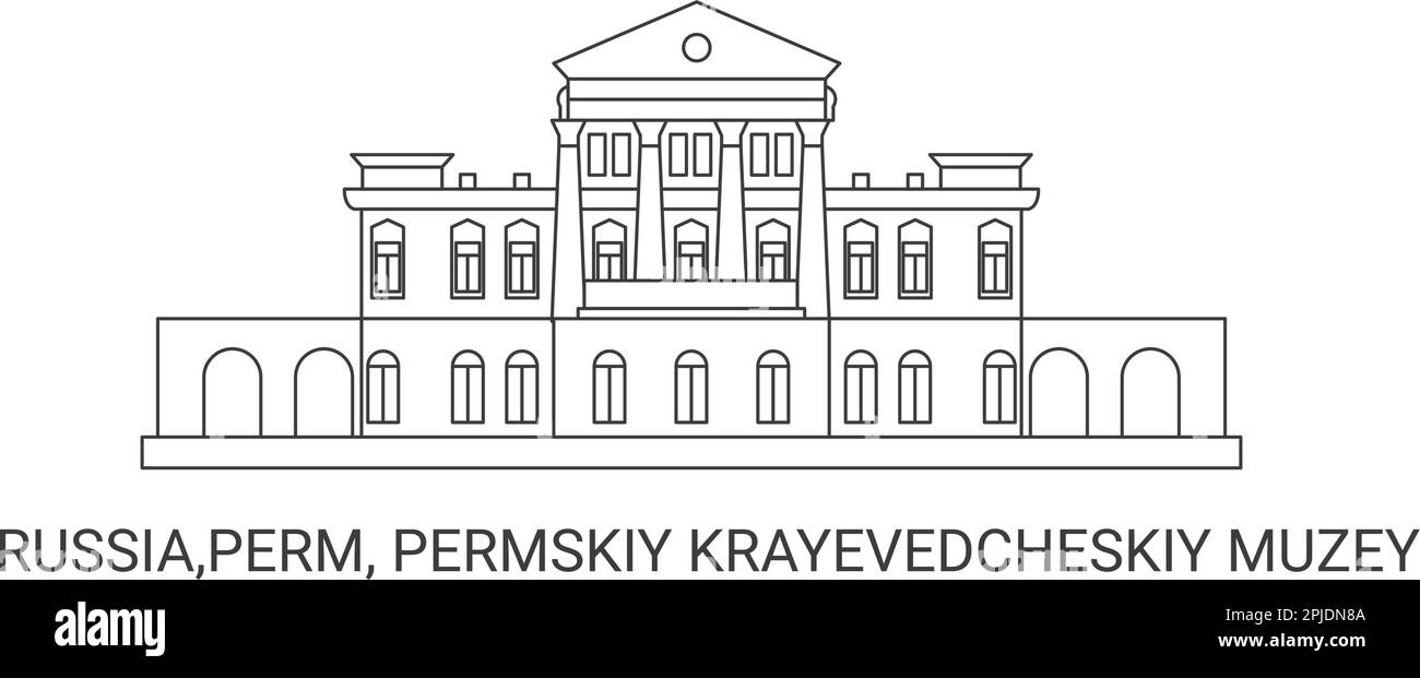 Russia,Perm, Permskiy Krayevedcheskiy Muzey, travel landmark vector illustration Stock Vector