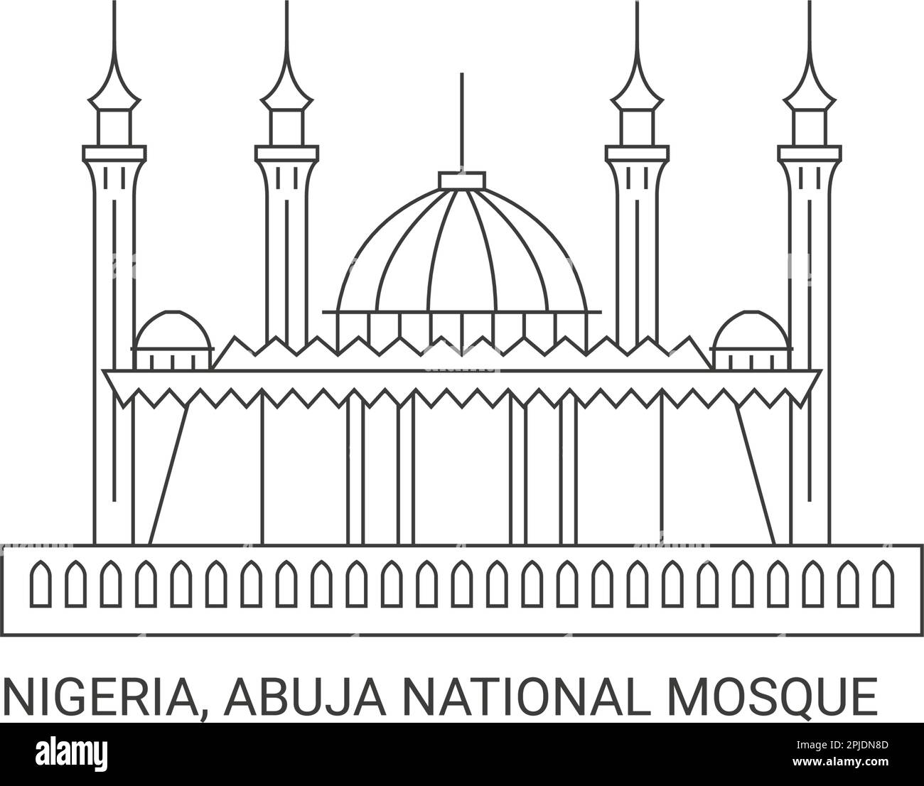 Nigeria, Abuja National Mosque, travel landmark vector illustration ...