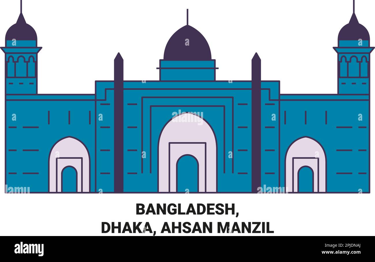 Bangladesh, Dhaka, Ahsan Manzil travel landmark vector illustration Stock Vector