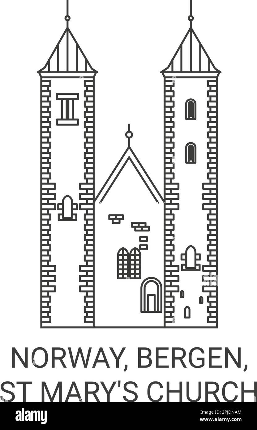 Norway, Bergen, St Mary's Church travel landmark vector illustration Stock Vector Image & Art