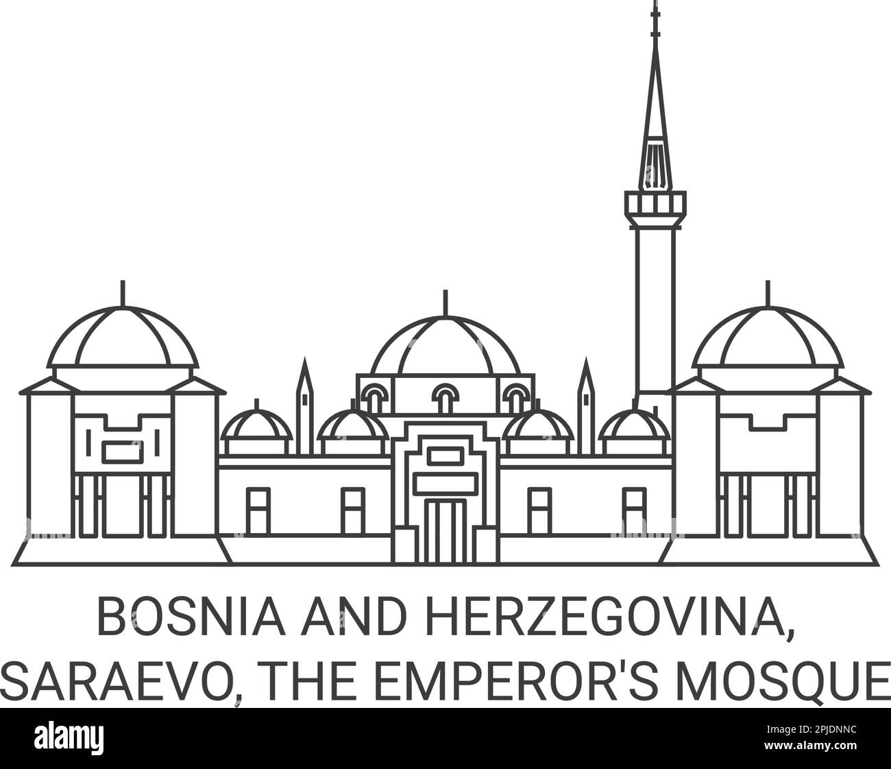 Bosnia And Herzegovina, Saraevo, The Emperor's Mosque travel landmark vector illustration Stock Vector