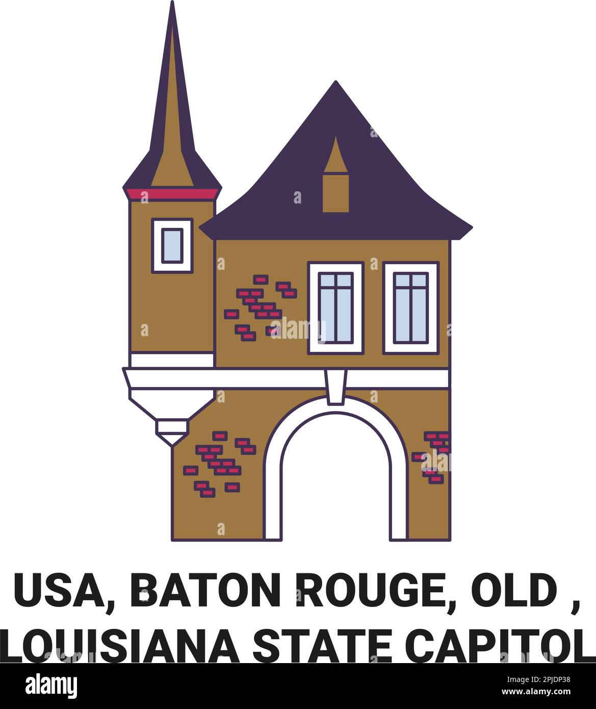 Usa, Baton Rouge, Old , Louisiana State Capitol travel landmark vector