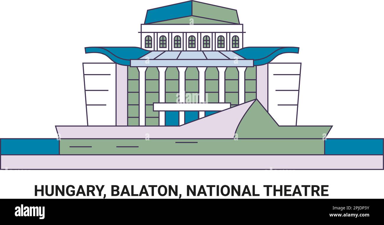 Hungary, Balaton, National Theatre, travel landmark vector illustration Stock Vector