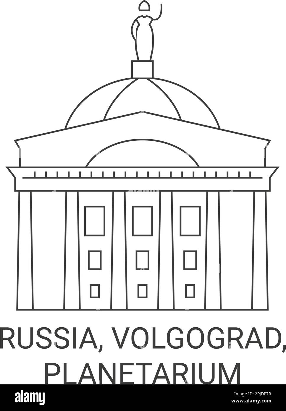 Russia, Volgograd, Planetarium Travel Landmark Vector Illustration