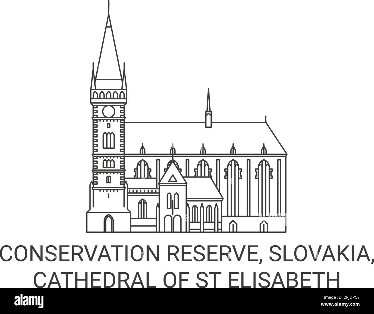 Slovakia, Cathedral Of St Elisabeth travel landmark vector illustration Stock Vector