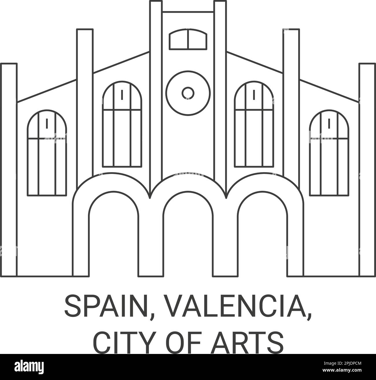 Spain, Valencia, City Of Arts travel landmark vector illustration Stock ...