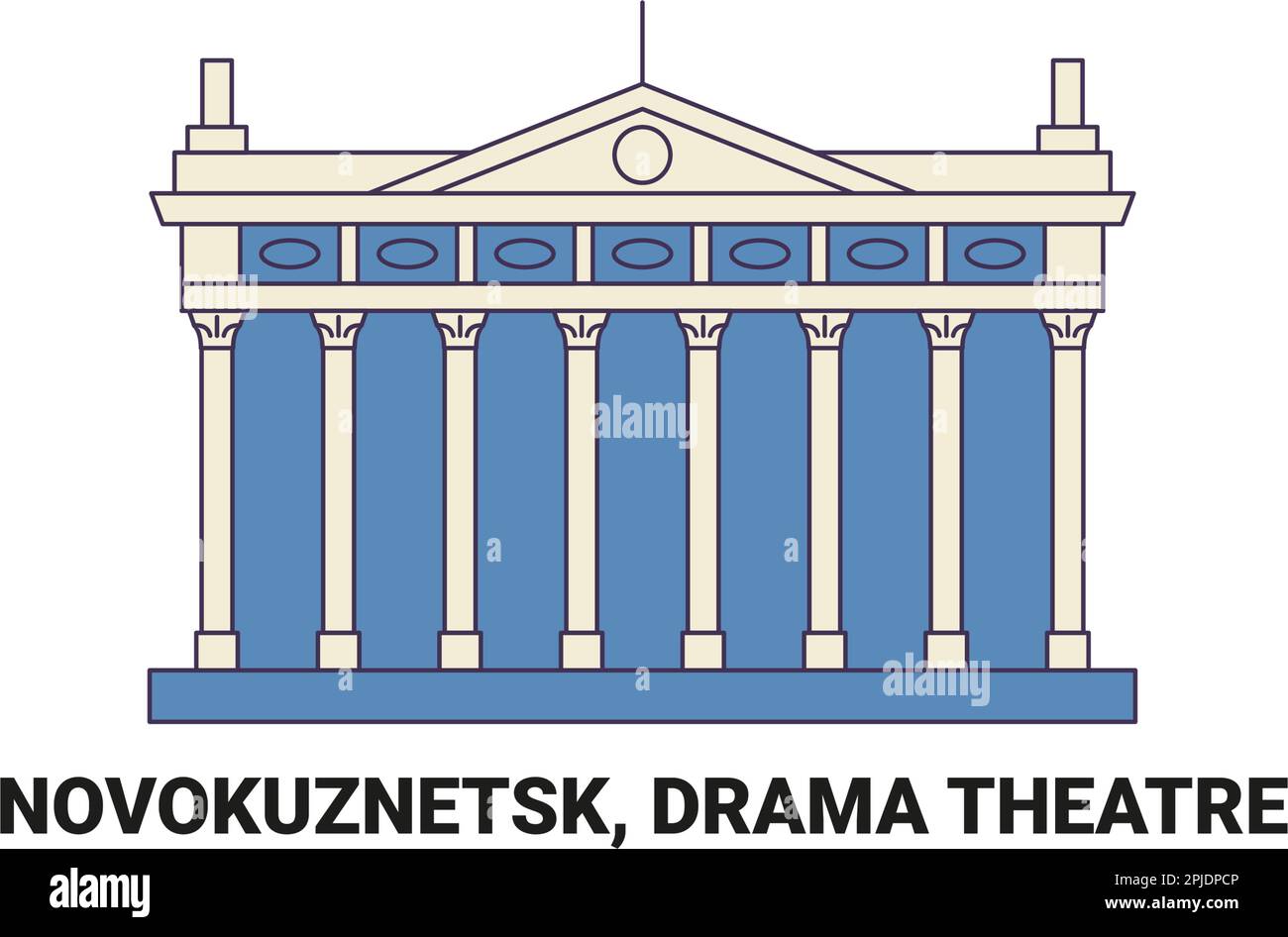 Russia, Novokuznetsk, Drama Theatre travel landmark vector illustration ...