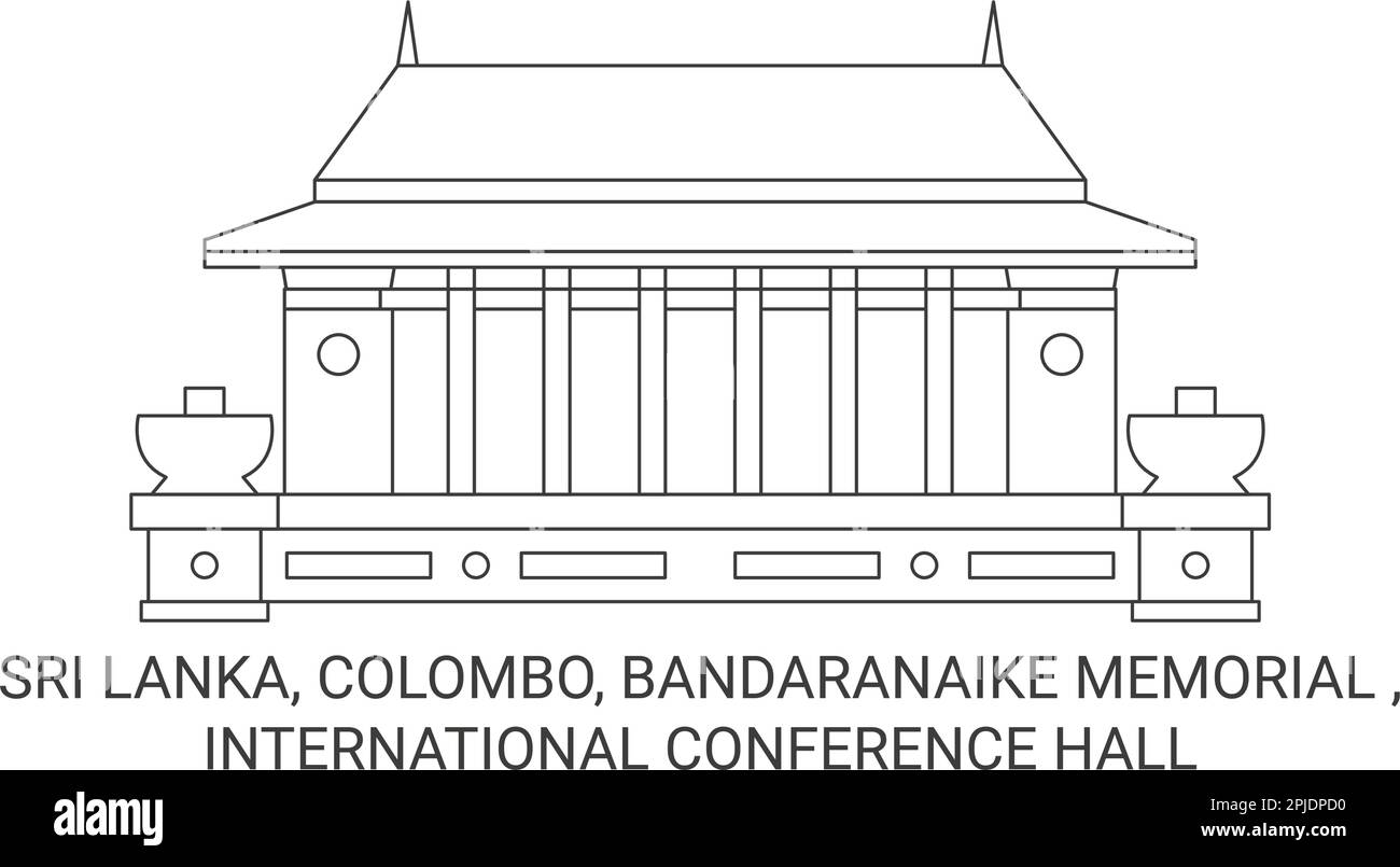 Sri Lanka, Colombo, Bandaranaike Memorial , International Conference Hall travel landmark vector illustration Stock Vector