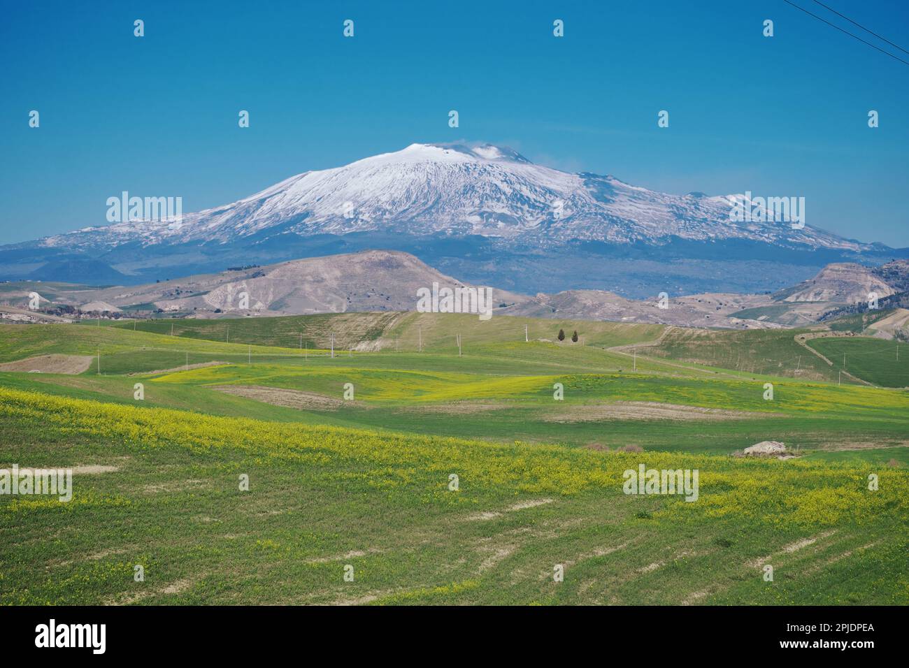 Mount Etna in spring landscape of Sicily, Italy Stock Photo - Alamy