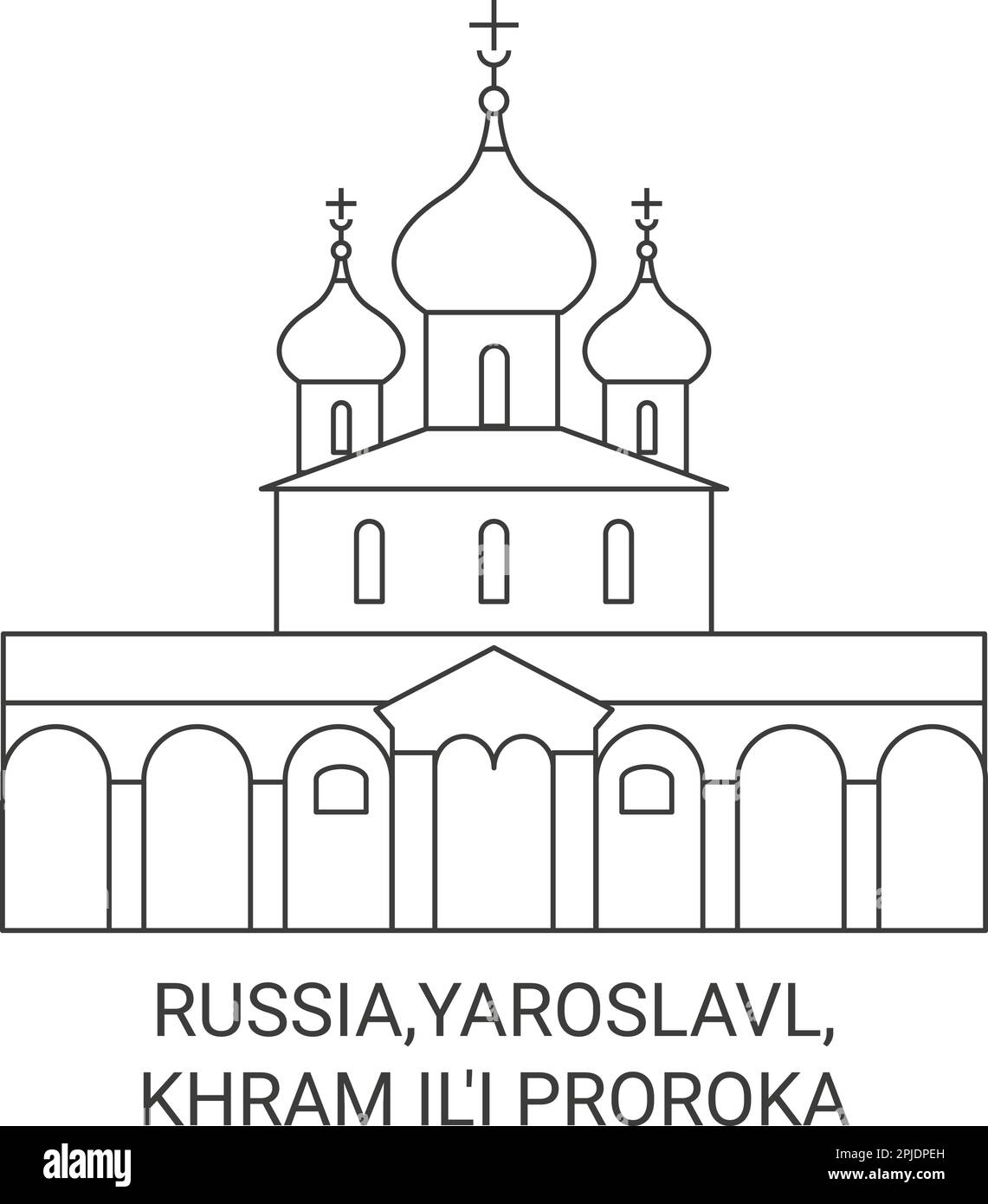 Russia,Yaroslavl, Khram Il'i Proroka travel landmark vector illustration Stock Vector