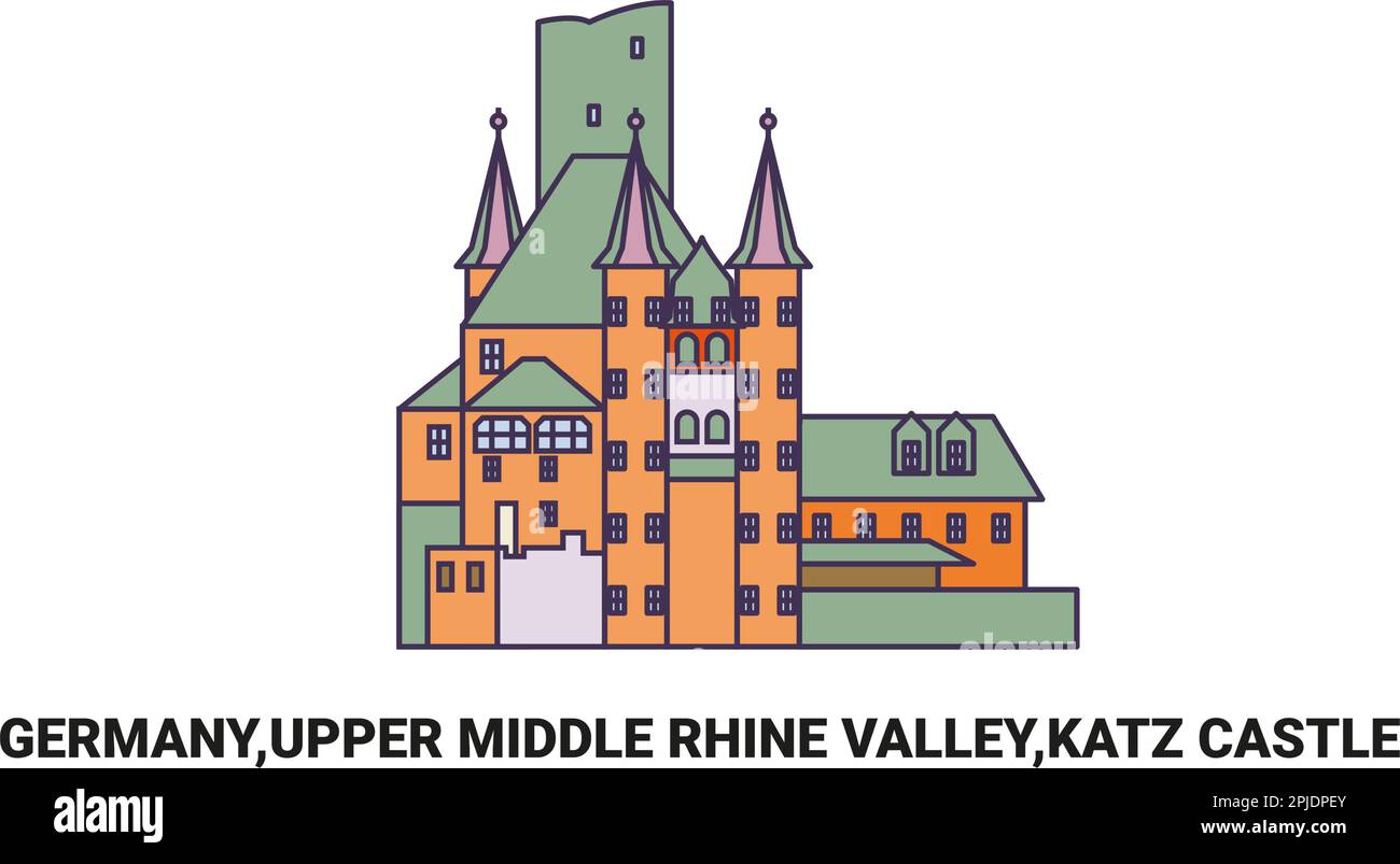 Germany,Upper Middle Rhine Valley,Katz Castle, travel landmark vector illustration Stock Vector