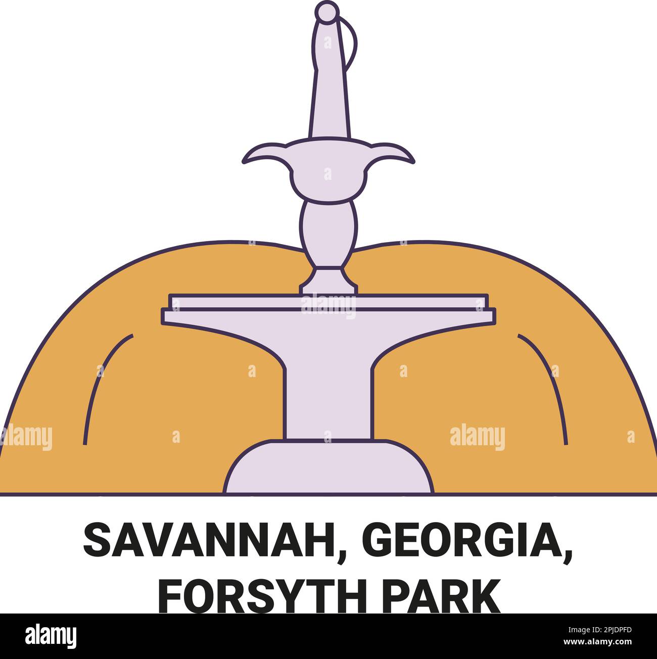 United States, Savannah, Forsyth Park travel landmark vector
