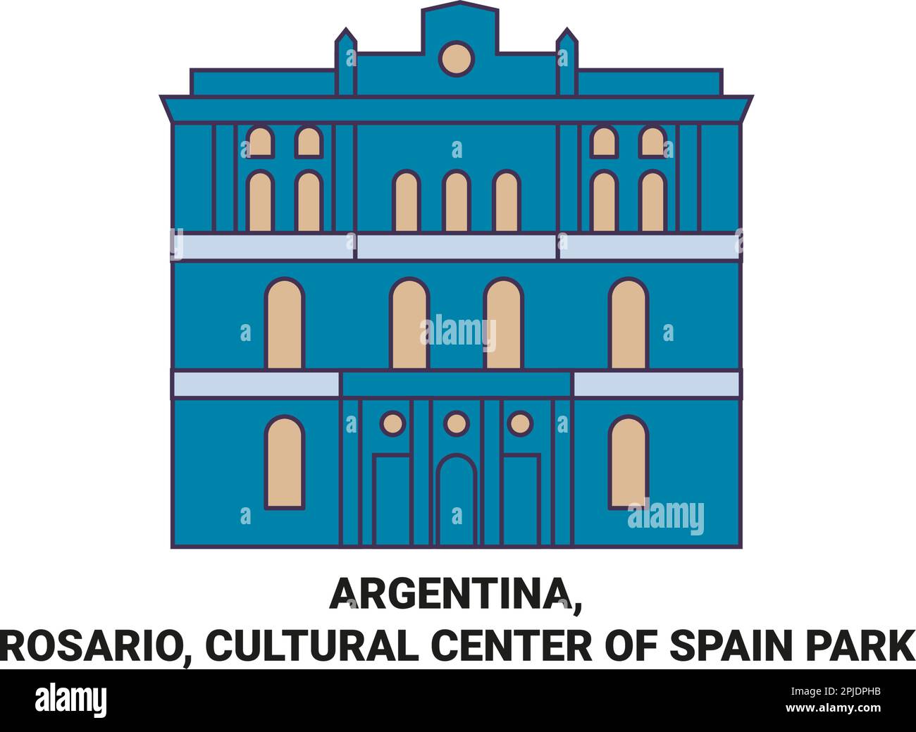 Argentina, Rosario, Cultural Center Of Spain Park travel landmark vector illustration Stock Vector
