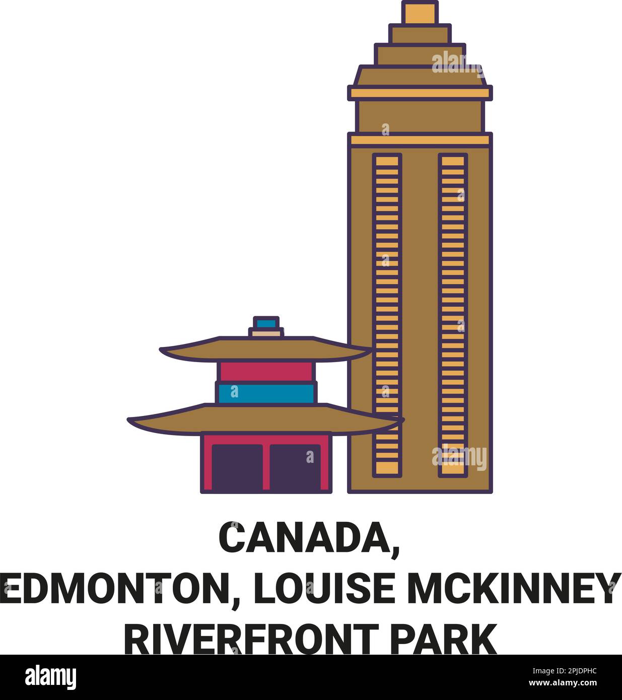 Canada, Edmonton, Louise Mckinney Riverfront Park travel landmark vector illustration Stock Vector