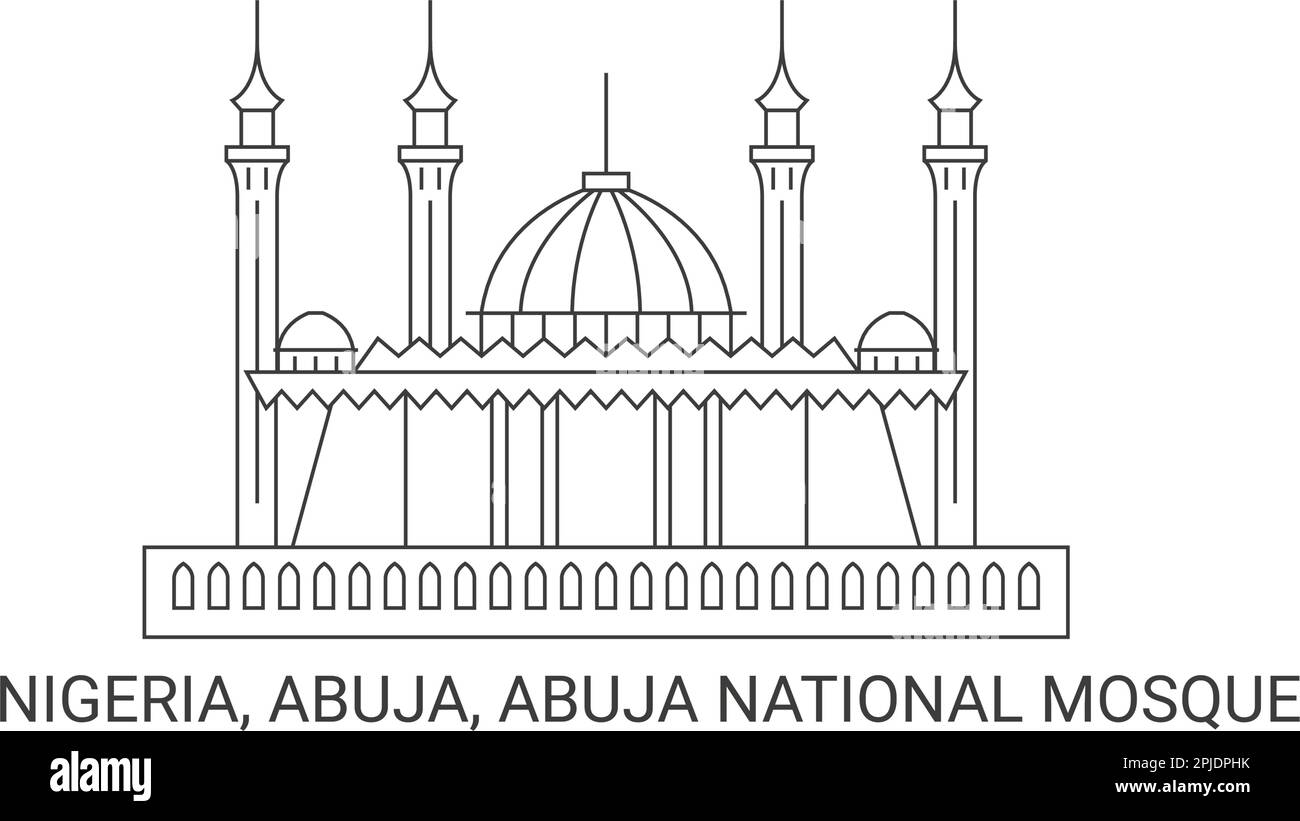 Nigeria, Abuja, Abuja National Mosque, travel landmark vector ...