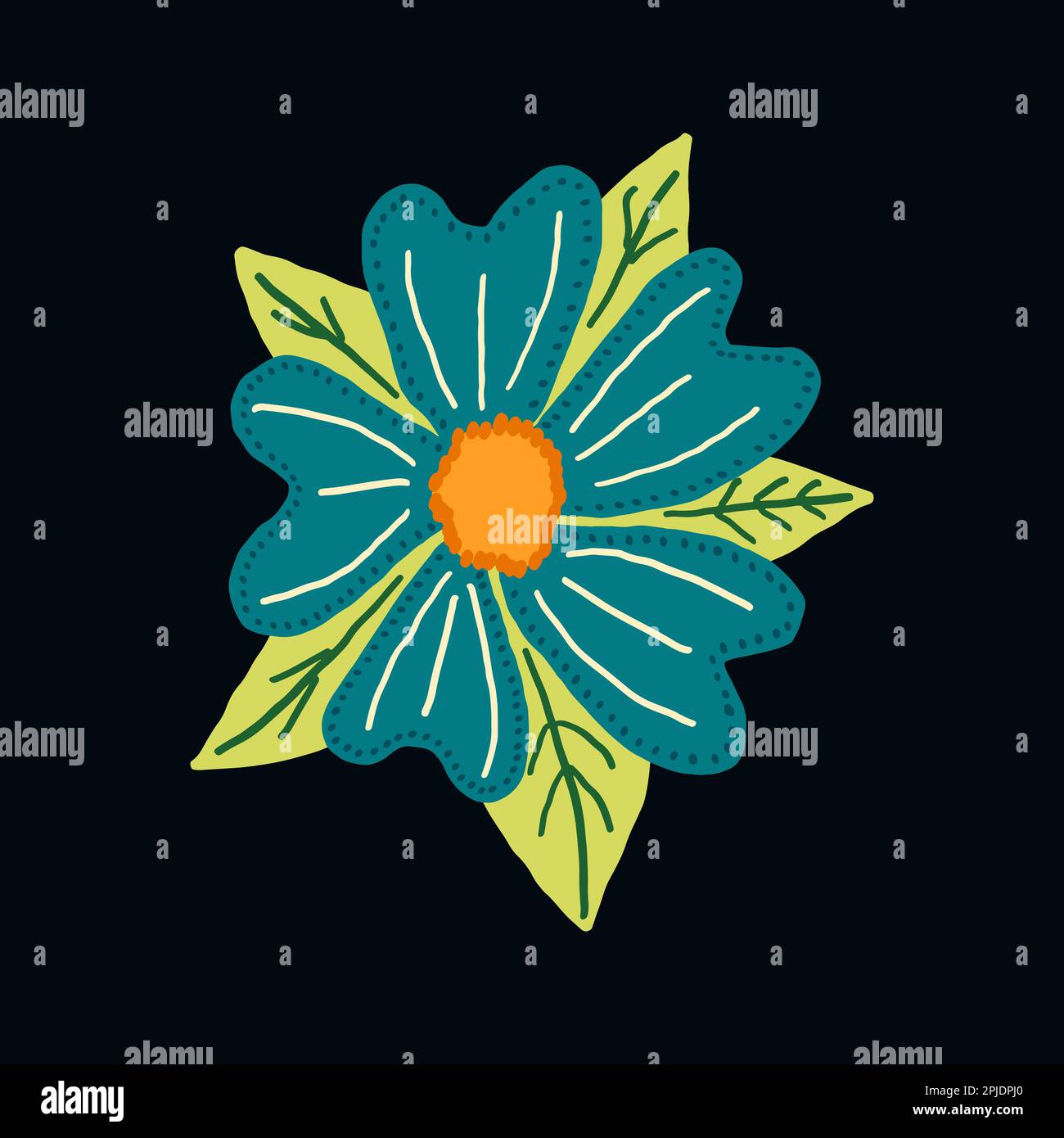 Naive flower. Digital imitation childlike style. Vector Stock Vector