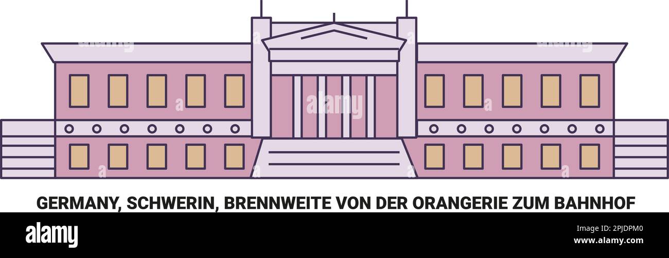 Germany, Schwerin, Brennweite Von Der Orangerie Zum Bahnhof travel landmark vector illustration Stock Vector