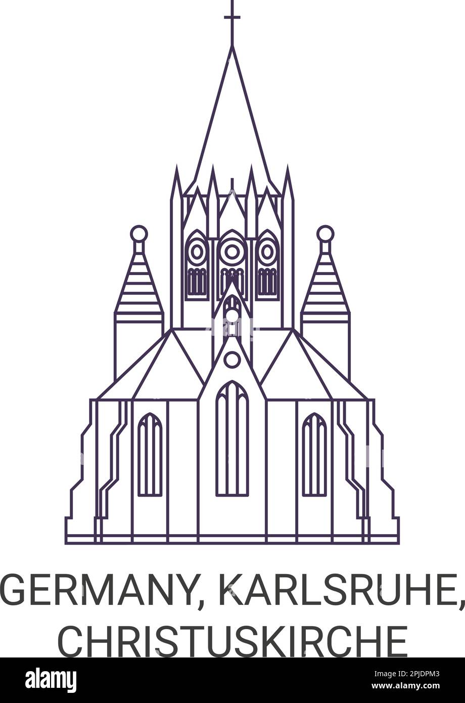 Germany, Karlsruhe, Christuskirche travel landmark vector illustration Stock Vector