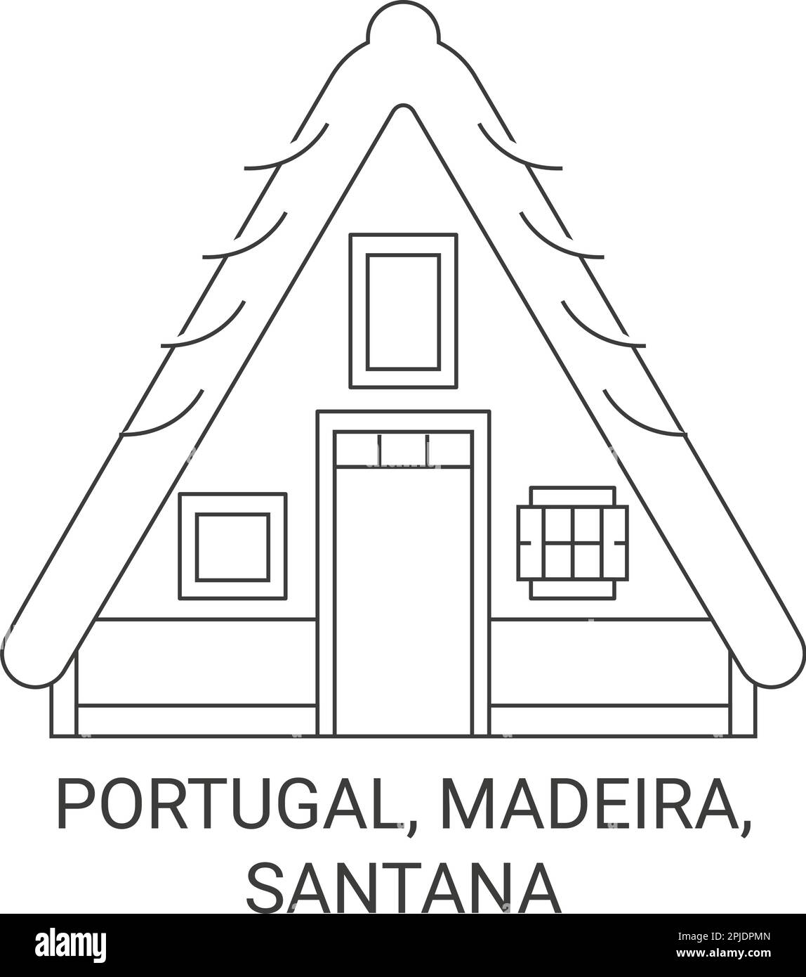 Portugal, Madeira, Santana travel landmark vector illustration Stock Vector