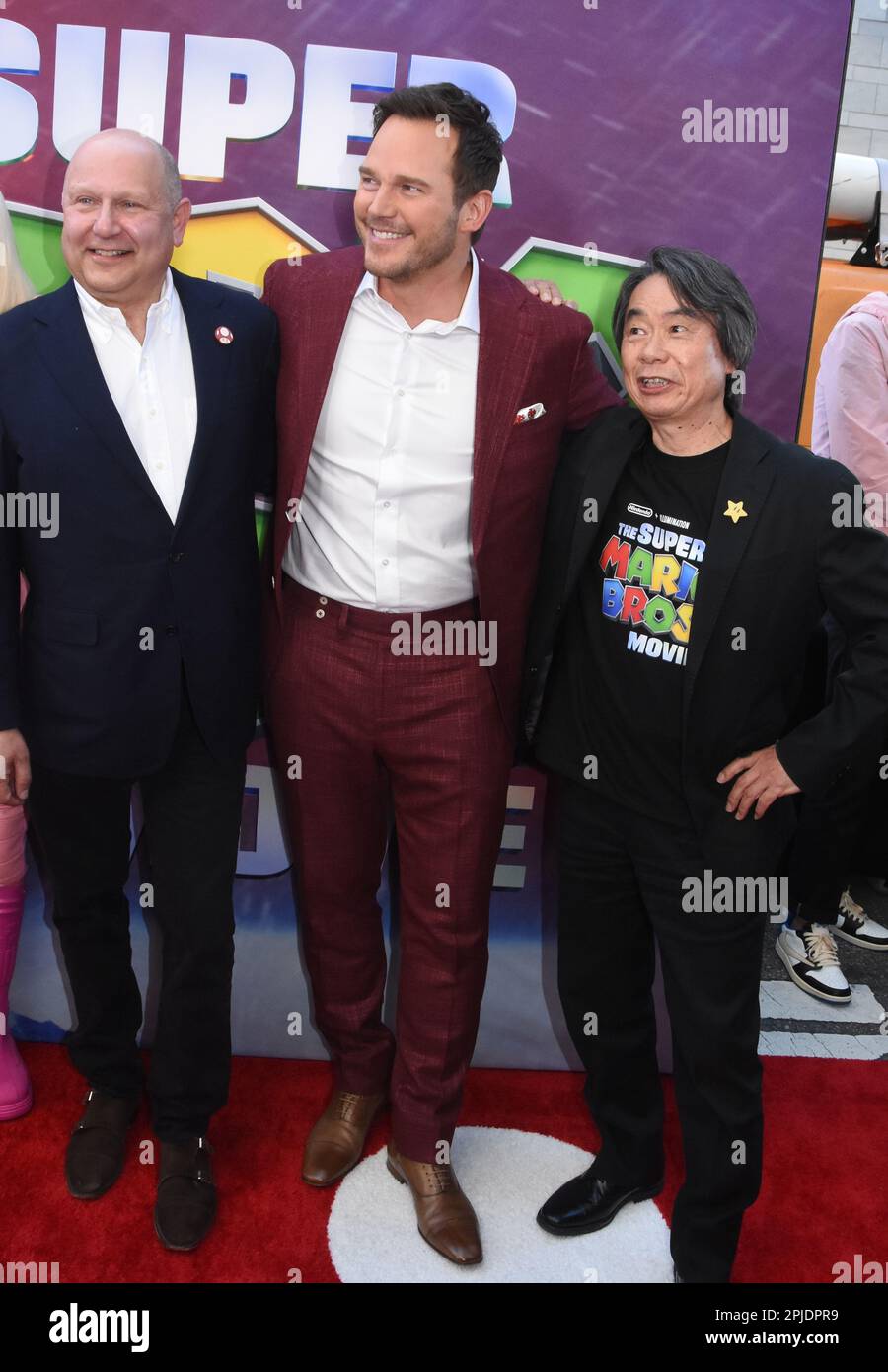 Los Angeles, California, USA 1st April 2023 Actor Chris Pratt and  Producer/CEO of Nintendo, Creator of Mario, Shigeru Miyamoto attend a  Special Screening of Universal Pictures' The Super Mario Bros at Regal