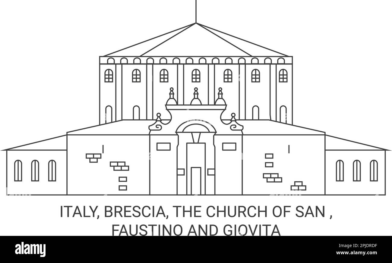 Italy, Brescia, The Church Of San , Faustino And Giovita. travel landmark vector illustration Stock Vector