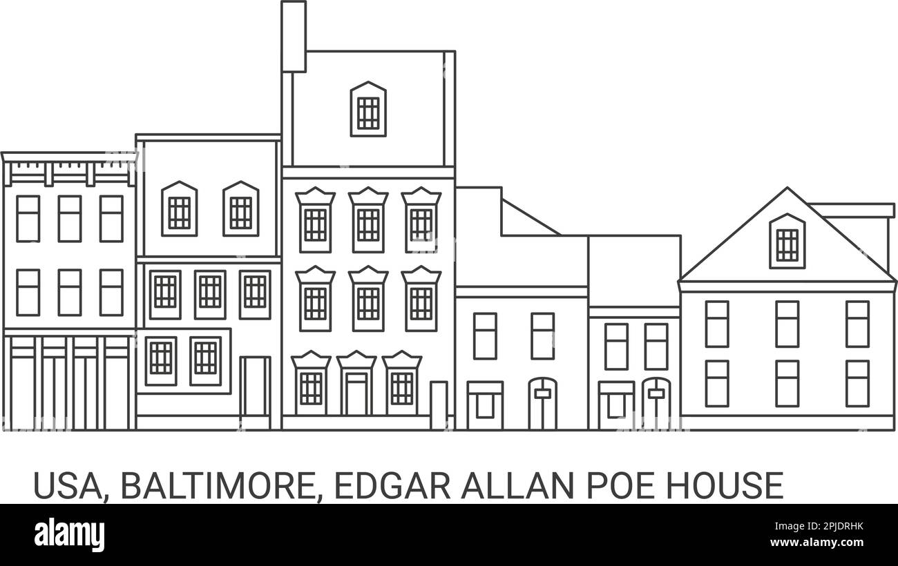 Usa, Baltimore, Edgar Allan Poe House, travel landmark vector illustration Stock Vector