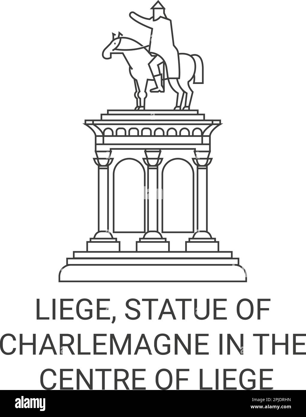 Belgium, Liege, Statue Of Charlemagne In The Centre Of Lige travel landmark vector illustration Stock Vector
