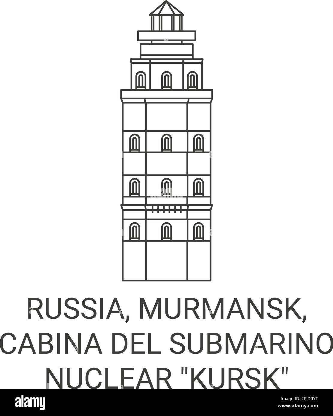 Russia, Murmansk, Cabina Del Submarino Nuclear Kursk travel landmark vector illustration Stock Vector
