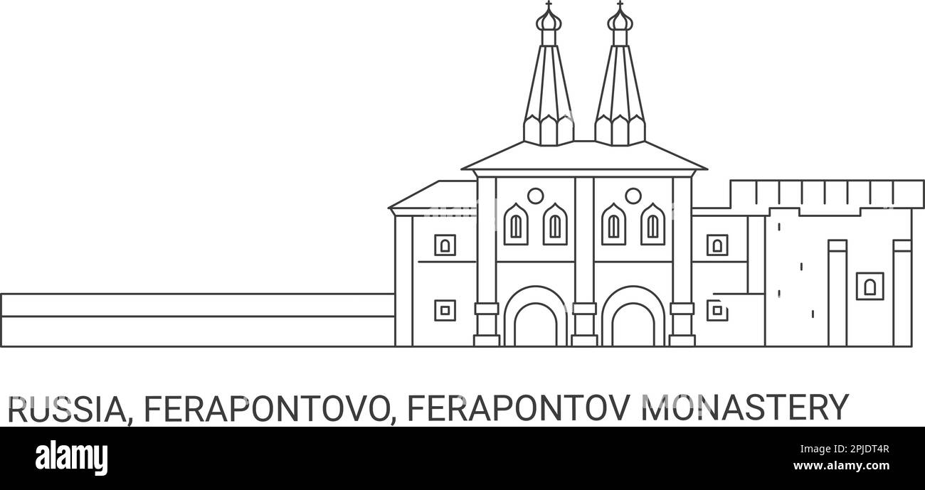Russia, Ferapontov Monastery travel landmark vector illustration Stock
