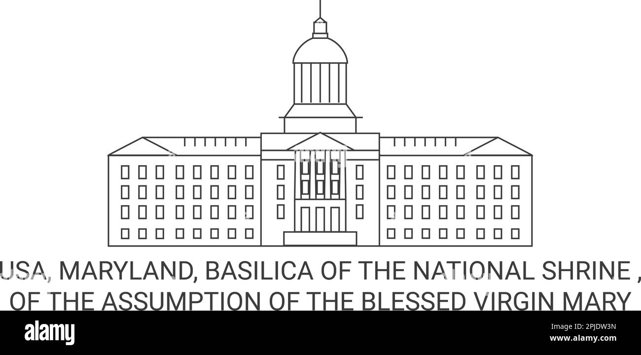 United, Maryland, Basilica Of The National Shrine , Of The Assumption Of The Blessed Virgin Mary travel landmark vector illustration Stock Vector