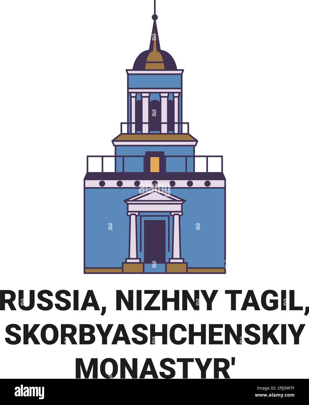 Russia, Nizhny Tagil, Skorbyashchenskiy Monastyr' travel landmark vector illustration Stock Vector