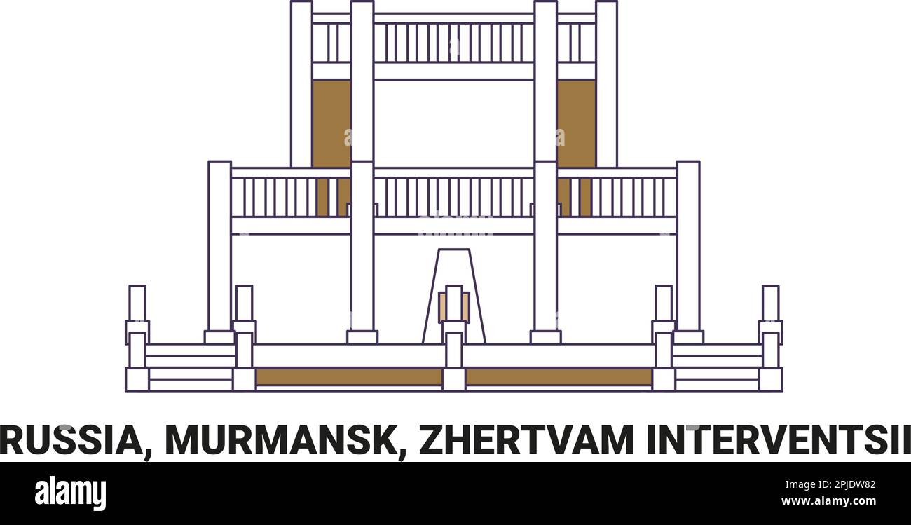 Russia, Murmansk, Zhertvam Interventsii, travel landmark vector illustration Stock Vector