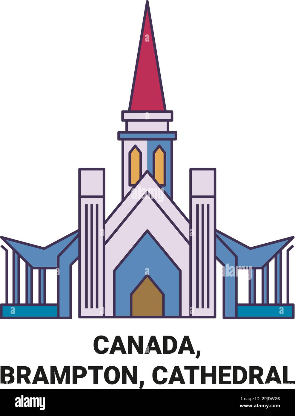 Canada, Brampton, Cathedral travel landmark vector illustration Stock