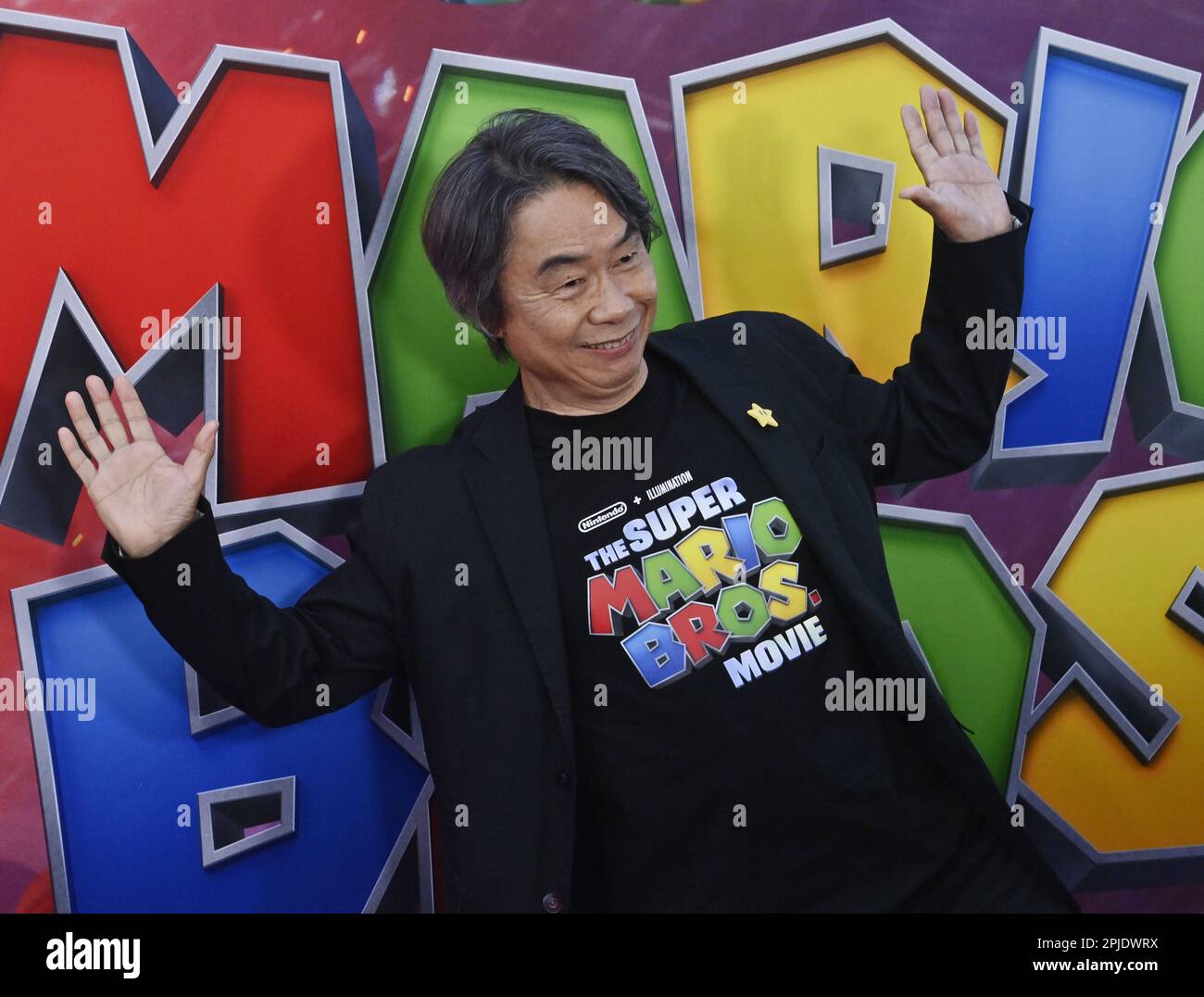 Shigeru Miyamoto 04/01/2023 The Special Screening of The Super Mario Bros.  Movie held at the Regal LA Live in Los Angeles, CA. Photo by I. Hasegawa /  HNW/ Picturelux Stock Photo - Alamy