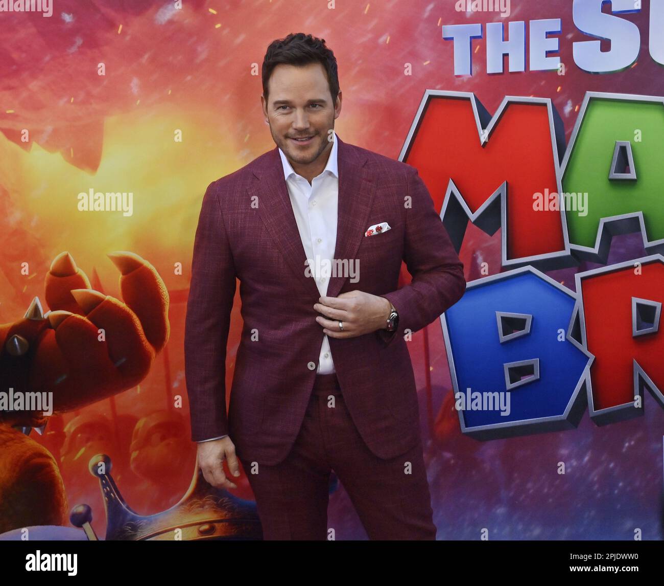 Los Angeles, United States. 01st Apr, 2023. Cast member Chris Pratt, the voice of Mario, attends the premiere of the animated sci-fi fantasy comedy motion picture 'The Super Mario Bros. Movie' at Regal L.A. Live in Los Angeles on Saturday, April 1, 2023. Storyline: A Brooklyn plumber named Mario travels through the Mushroom Kingdom with a princess named Peach and an anthropomorphic mushroom named Toad to find Mario's brother, Luigi, and to save the world from a ruthless fire-breathing Koopa named Bowser. Photo by Jim Ruymen/UPI Credit: UPI/Alamy Live News Stock Photo