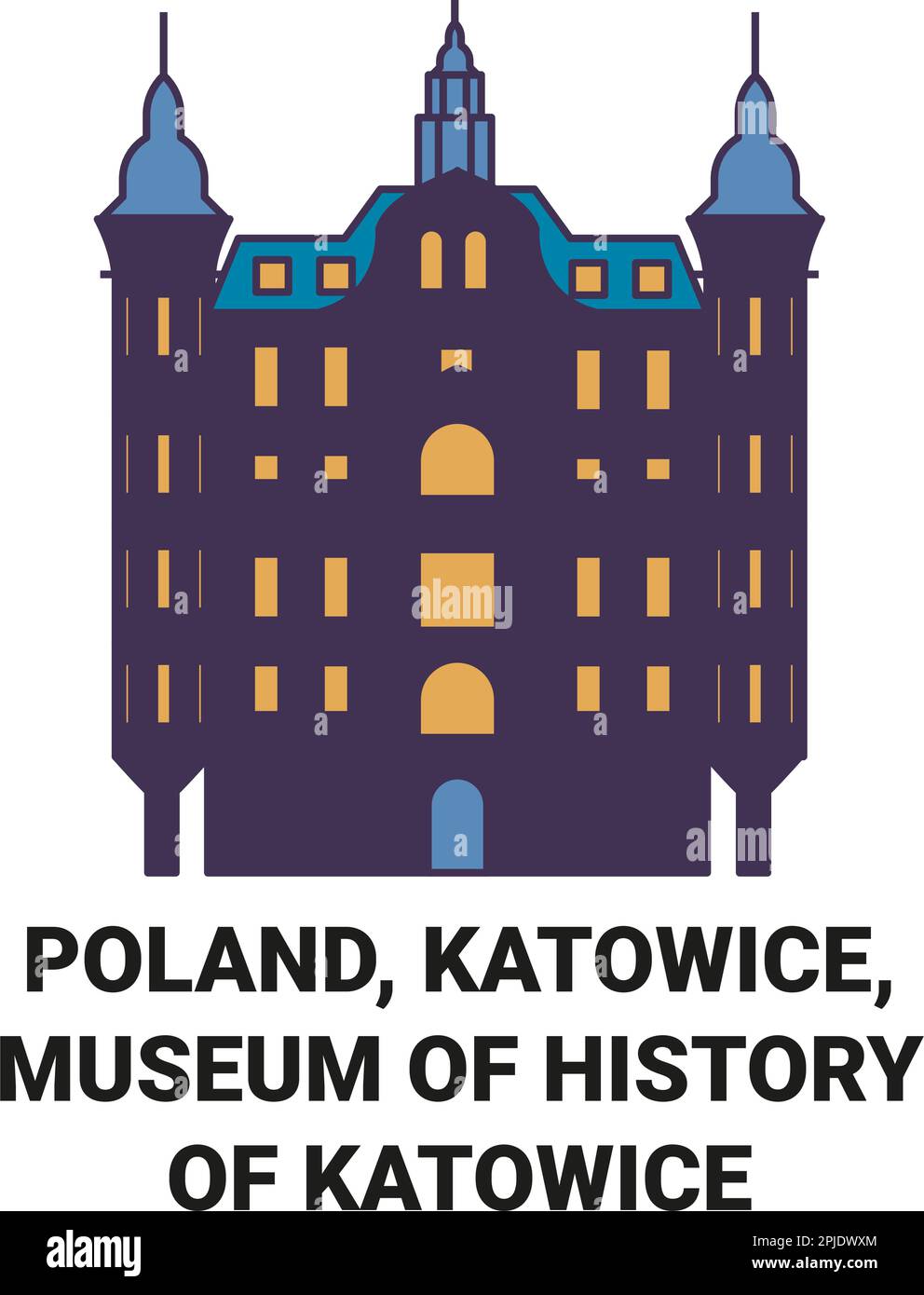Poland, Katowice, Museum Of History Of Katowice travel landmark vector illustration Stock Vector